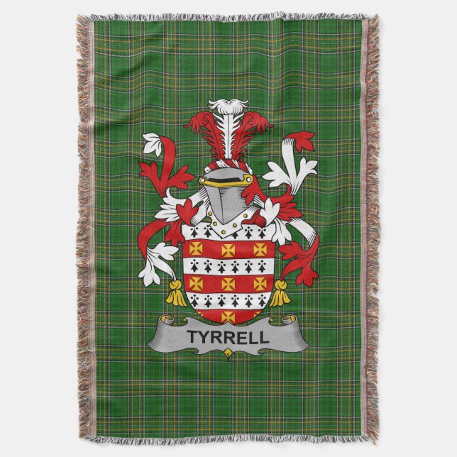 Irish Tyrrell oder Terrell Coat of Arms Family Cre Decke (Vorderseite Vertikal)