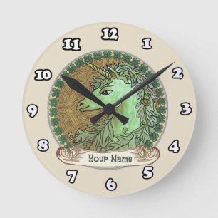 Irish Unicorn-Uhr Runde Wanduhr