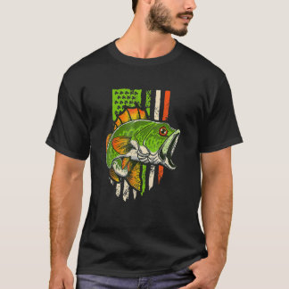 Irish US American Flag Fischen St Patricks Da T-Shirt