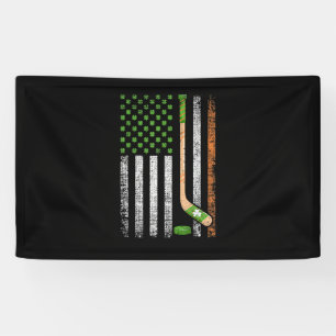Irish USA Flag Leprechaun Lucky Hockey St Patrick Banner