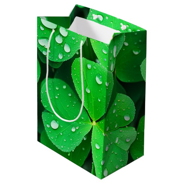 Irish Viel Glück Four-Leaf-Clovers Mittlere Geschenktüte (Rückseite Schrägansicht)