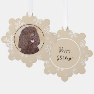Irish-Wasser-Spaniel-Malerei - Originale Hunde-Kun Ornament Karte