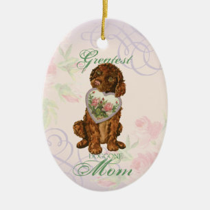Irish Water Spanel Heart Mama Keramik Ornament