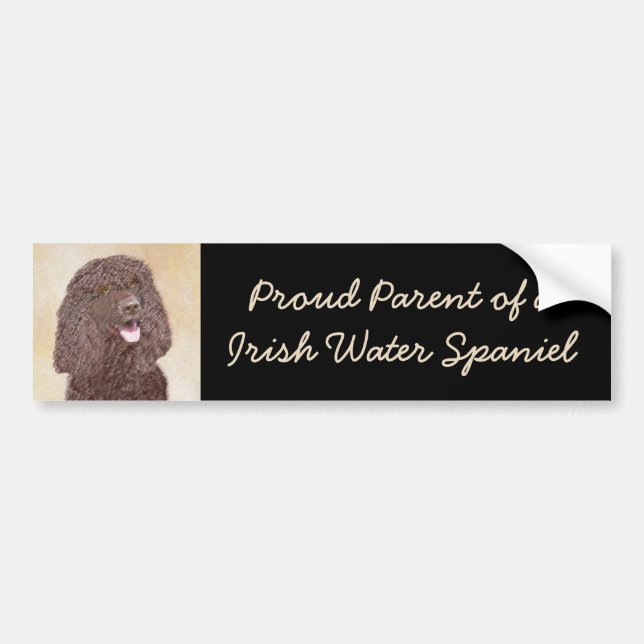 Irish Water Spanel Painting - Original Dog Art Autoaufkleber (Vorne)