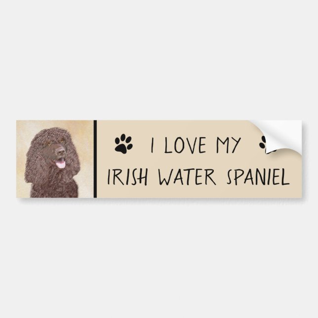 Irish Water Spanel Painting - Original Dog Art Autoaufkleber (Vorne)
