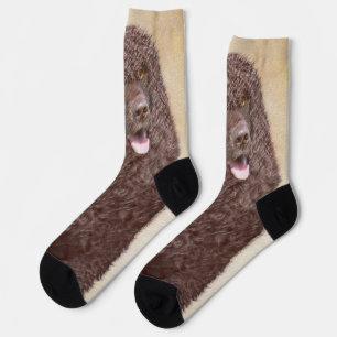 Irish Water Spanel Painting - Original Dog Art Socken