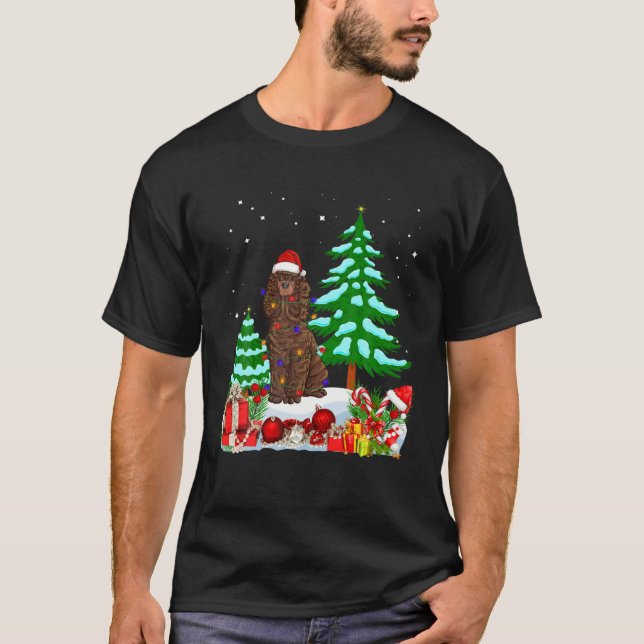 Irish Water Spaniel Hund tragen Weihnachtshutte Tr T-Shirt (Vorderseite)