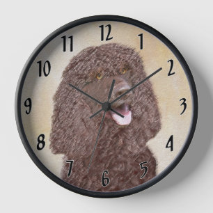 Irish Water Spaniel Malerei - Originale Hunde Kuns Uhr