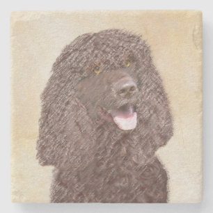 Irish Water Spaniel Painting - Original Dog Art Steinuntersetzer