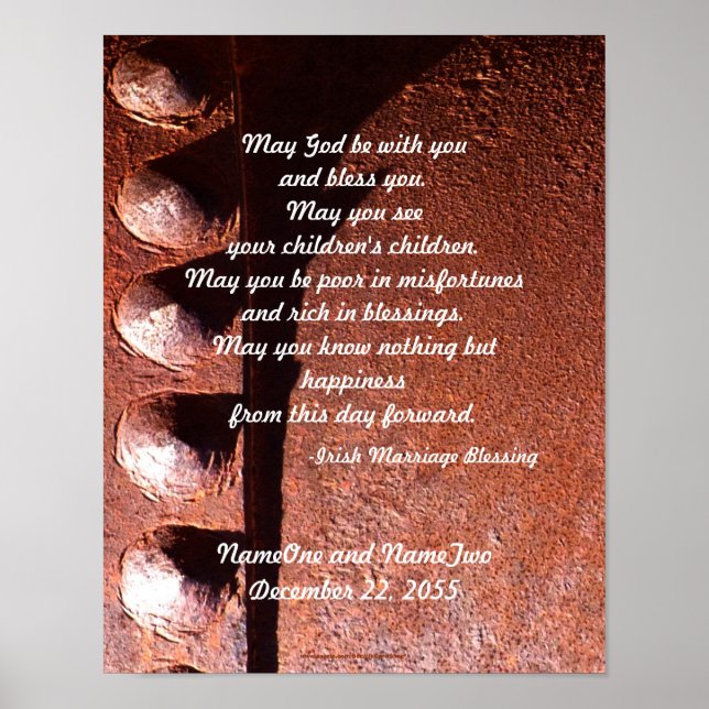 Irish Wedding Blessing, Marriage Rusty Metal Print Poster (Vorne)