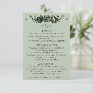Irish Wedding Details Grüne Rose Blumenschalen Begleitkarte