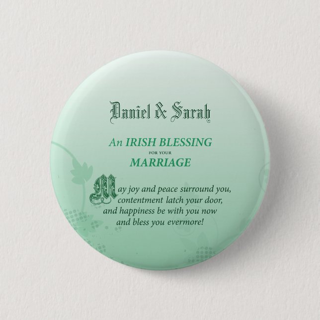 Irish Wedding Glückwunsch Segen Button (Vorderseite)