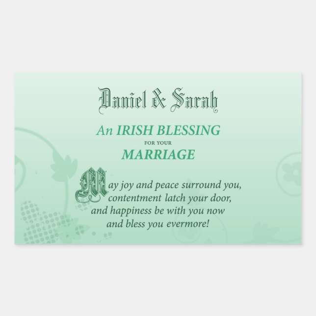 Irish Wedding Glückwunsch Segen Rechteckiger Aufkleber (Vorderseite)