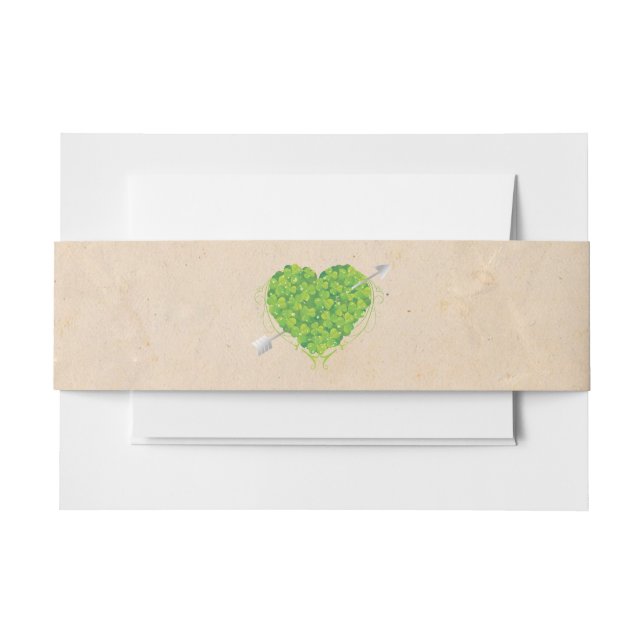 Irish Wedding Kleeblatt Heart Einladungsbanderole (Vorderseite Beispiel)