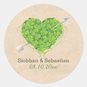 Irish Wedding Kleeblatt Heart Runder Aufkleber