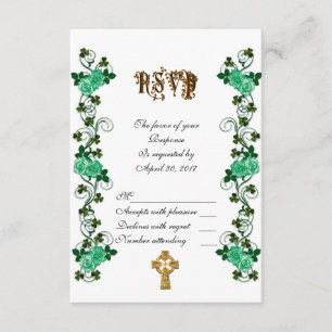 Irish wedding RSVP Celtic cross Karte