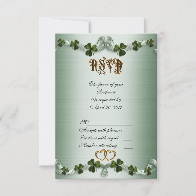 Irish wedding RSVP Kleeblatts Karte (Vorderseite)