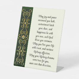Irish Wedding Sessing Gebet Gold Green Design Sockelschild