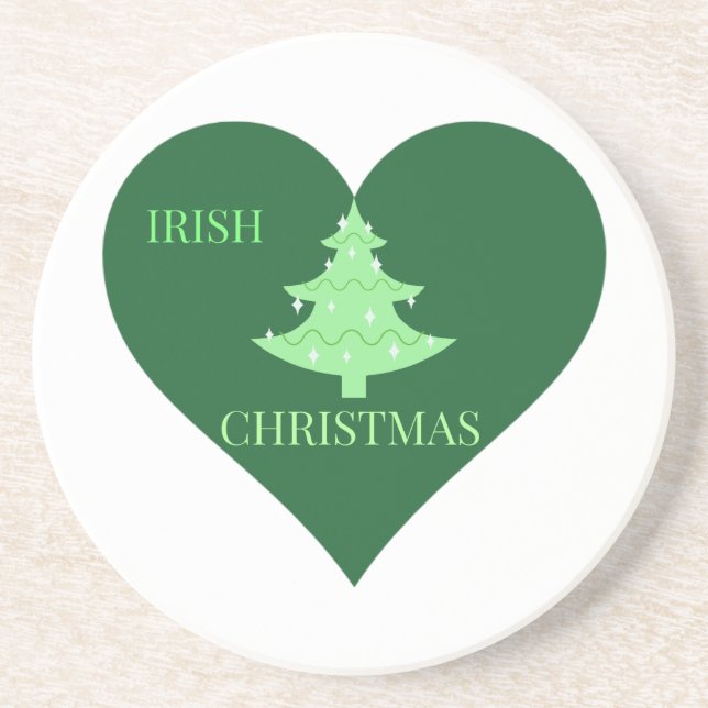 Irish Weihnachten Sandstein Untersetzer (Vorne)