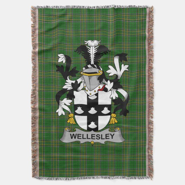 Irish Wellesley Coat of Arms Familienwappen Irland Decke (Vorderseite Vertikal)