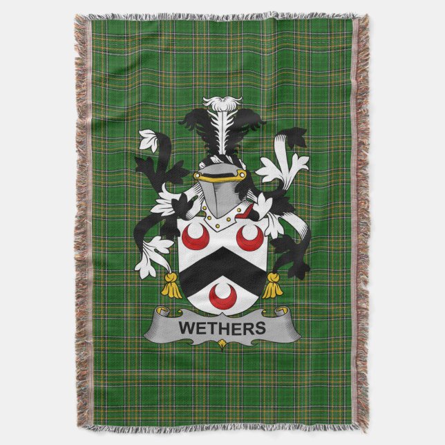 Irish Wethers Coat of Arms Familienwappen Irland Decke (Vorderseite Vertikal)