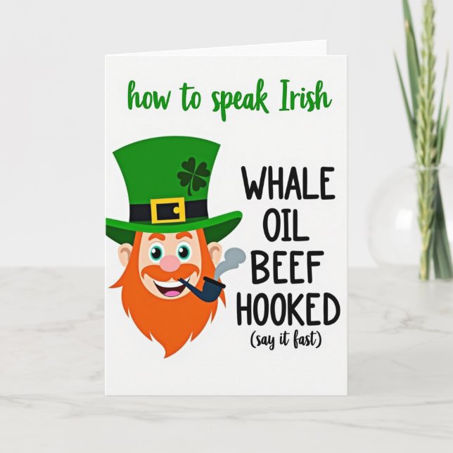 Irish Whale Oil Beef Hooked Card Karte (Vorderseite)