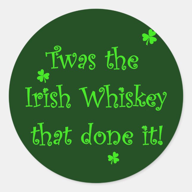Irish Whiskey Fertig! Runder Aufkleber (Vorderseite)