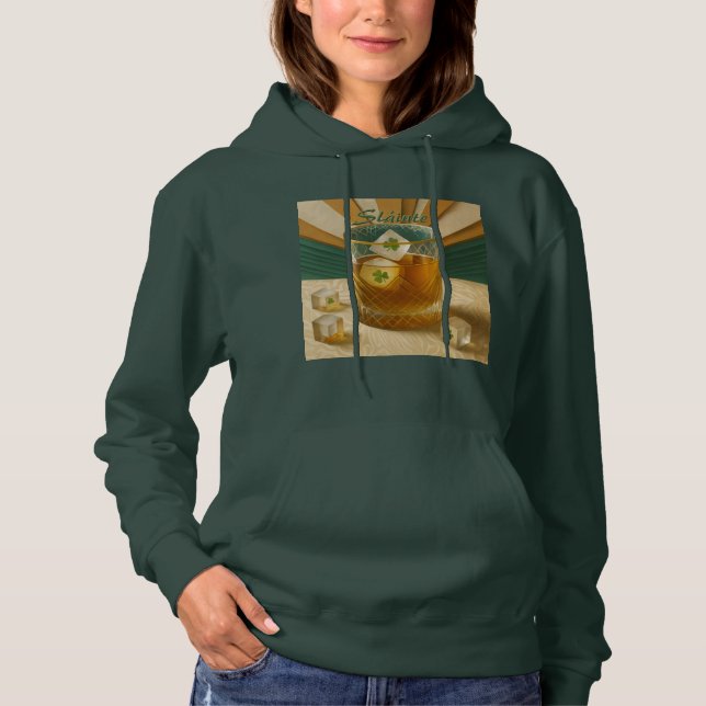 Irish Whiskey Tumbler Shamrock Ice "Sláinte!" Hoodie (Vorderseite)