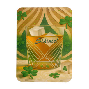 Irish Whiskey Tumbler Shamrocks "Sláinte!" Magnet