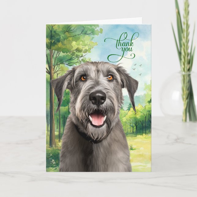 Irish Wolffhound Dog in a Country Meadow Dankeskarte (Vorderseite)