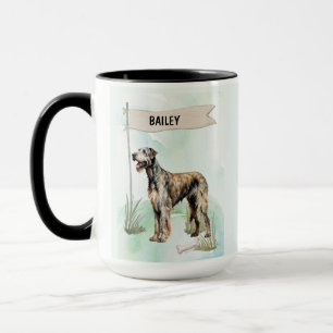 Irish Wolfhound Aquarell personalisierter Hund Tasse