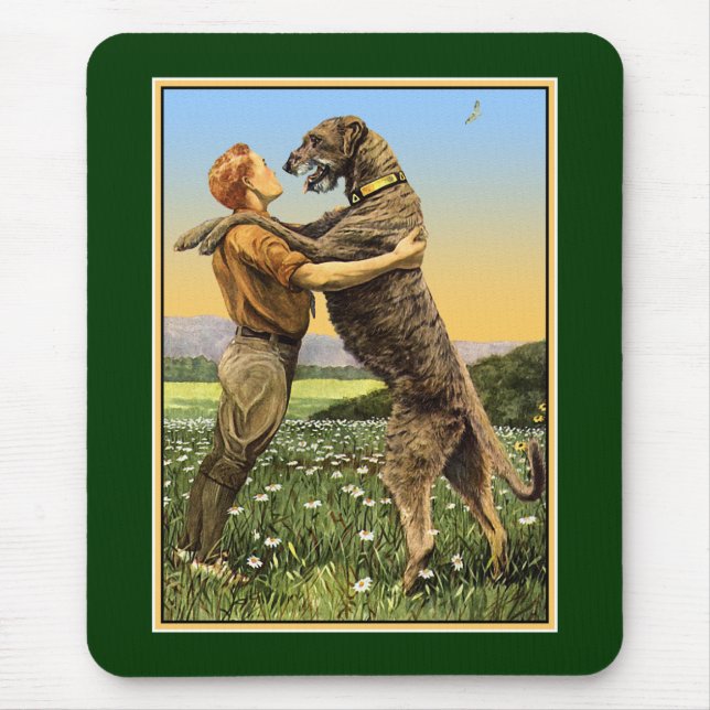 "Irish Wolfhound Begrüßung" Mousepad (Vorne)