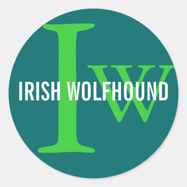 Irish Wolfhound Breed Monogram Runder Aufkleber (Vorderseite)