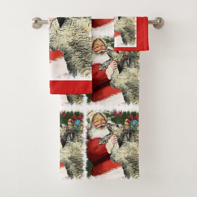 Irish Wolfhound Christmas Badhandtuch Set (Insitu)