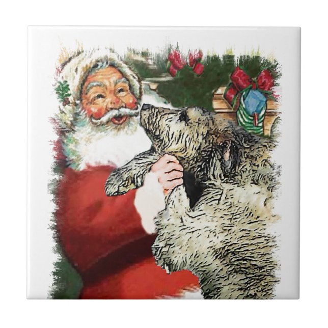 Irish Wolfhound Christmas Fliese (Vorderseite)