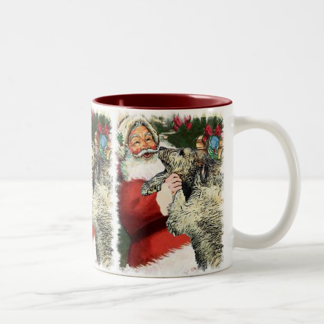 Irish Wolfhound Christmas Geschenke Zweifarbige Tasse (Rechts)