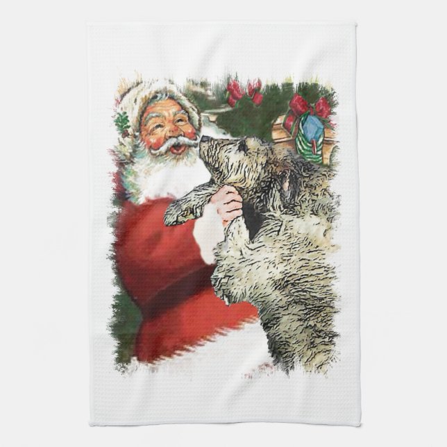 Irish Wolfhound Christmas Handtuch (Vertikal)