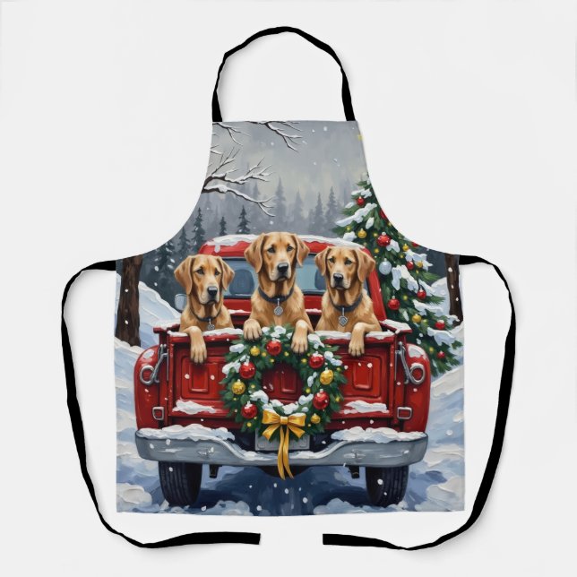 Irish Wolfhound Christmas Red Truck Holiday Gift Schürze (Vorderseite)