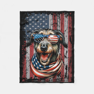 Irish Wolfhound Dog Lover USA Flag 4. Juli Patr Fleecedecke