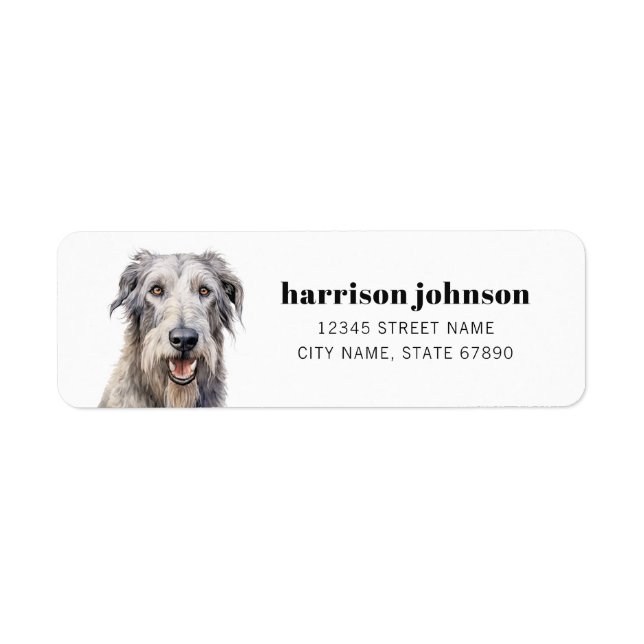 Irish Wolfhound Dog Rücksendeadressen-Aufkleber (Vorne)