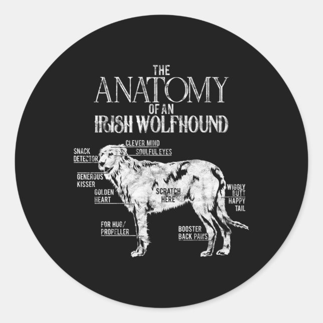 Irish Wolfhound Dog- Runder Aufkleber (Vorderseite)