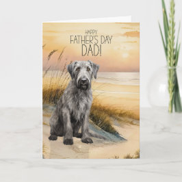 Irish Wolfhound Dog Sunset Beach Father's Day Feiertagskarte