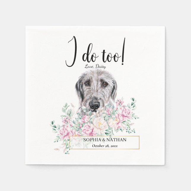 Irish Wolfhound Dog Wedding Cocktail Napkins Serviette (Vorderseite)