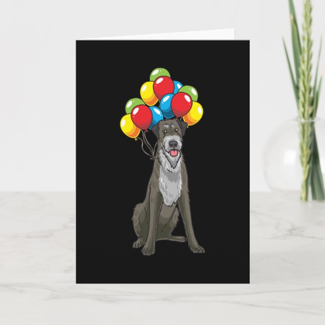 Irish Wolfhound Dog with Balloons Karte (Vorderseite)