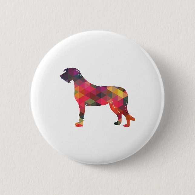 Irish Wolfhound Geometric Pattern Silhouette Multi Button (Vorderseite)