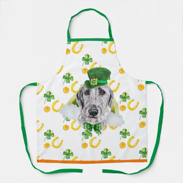 Irish Wolfhound Holiday Decor St Patrick's Day Dog Schürze (Vorderseite)