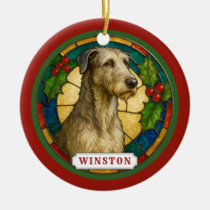 Irish Wolfhound Hund Keramik Kreis Ornament