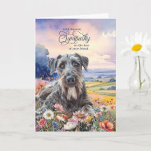 Irish Wolfhound Hund mit Wildblumen Beileid für Ha