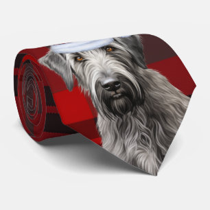 Irish Wolfhound Hund Rotkariert Weihnachten Krawatte