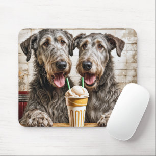 Irish Wolfhound Hunde mit Eiscreme Soda Mousepad